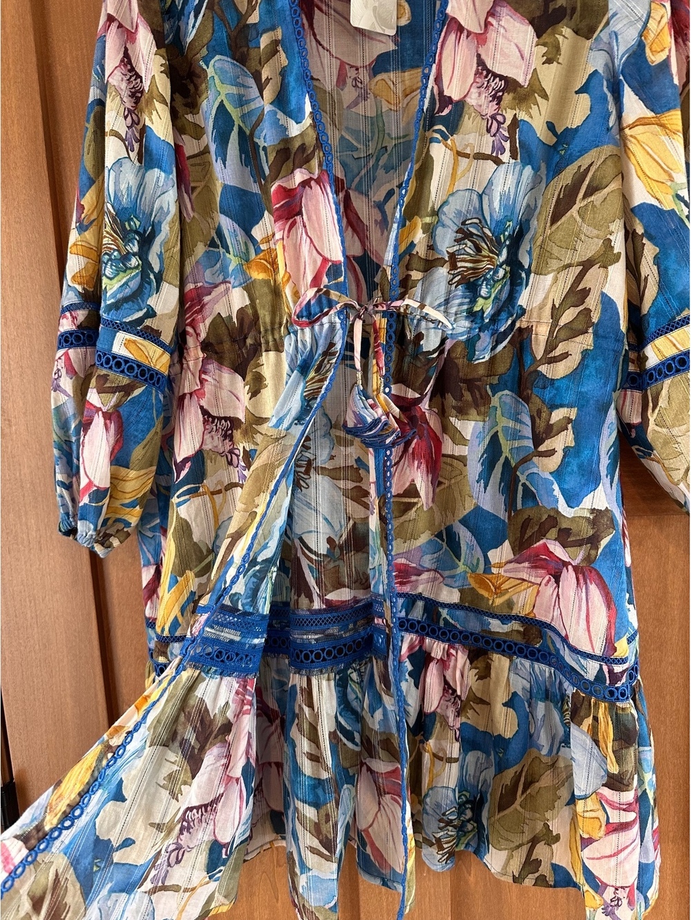 NWT Tommy Bahama Playa Marbella Open Front Beach Tunic Blue Floral Women’s Small - Picture 6 of 15